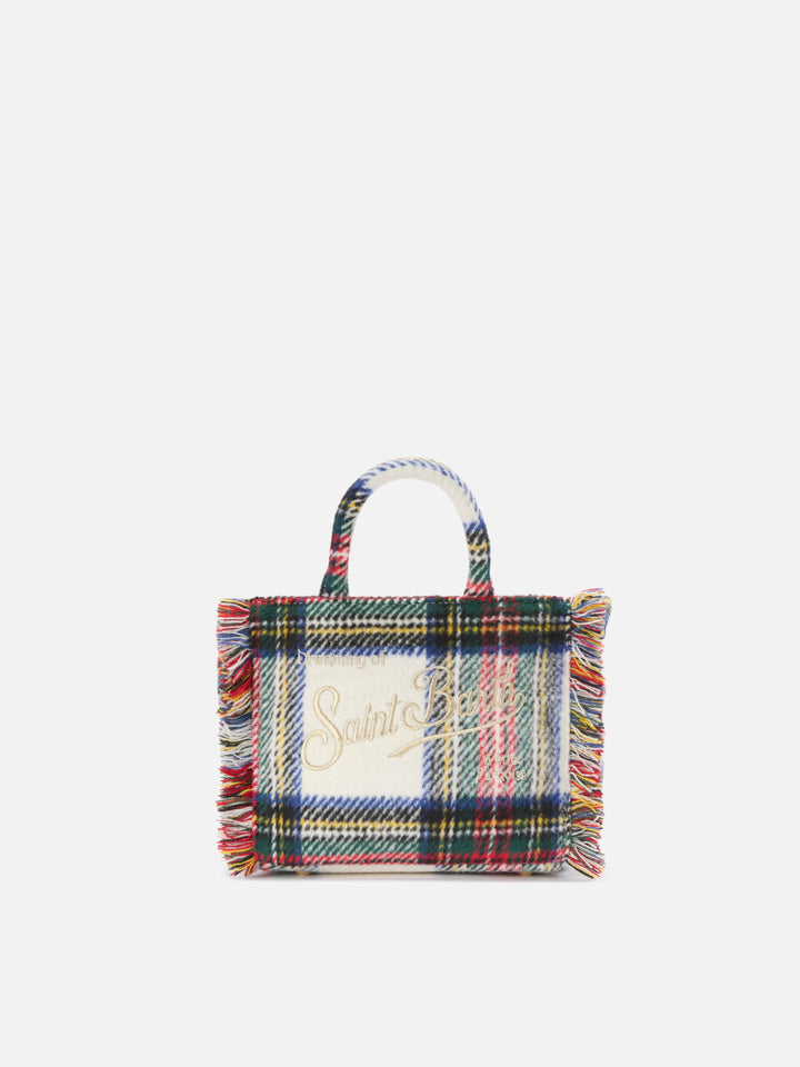 Borsa a mano Vanity Mini Wool in misto lana tartan