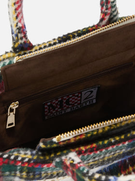 Borsa a mano Vanity Mini Wool in misto lana tartan