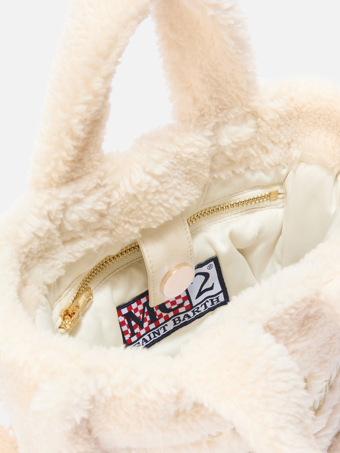 Vanity Mini Teddy Handtasche aus weißem Sherpa