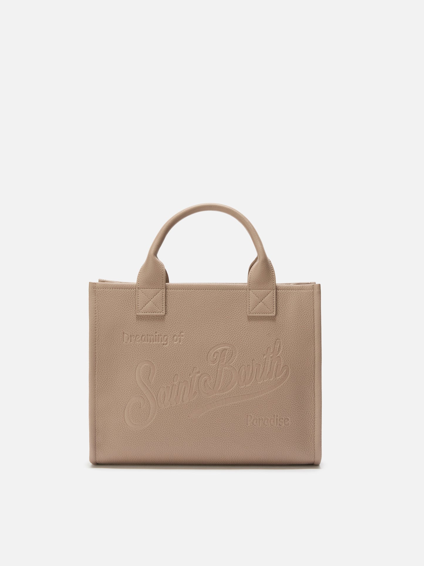 Borsa a spalla Vanity Bag Large in pelle martellata nocciola
