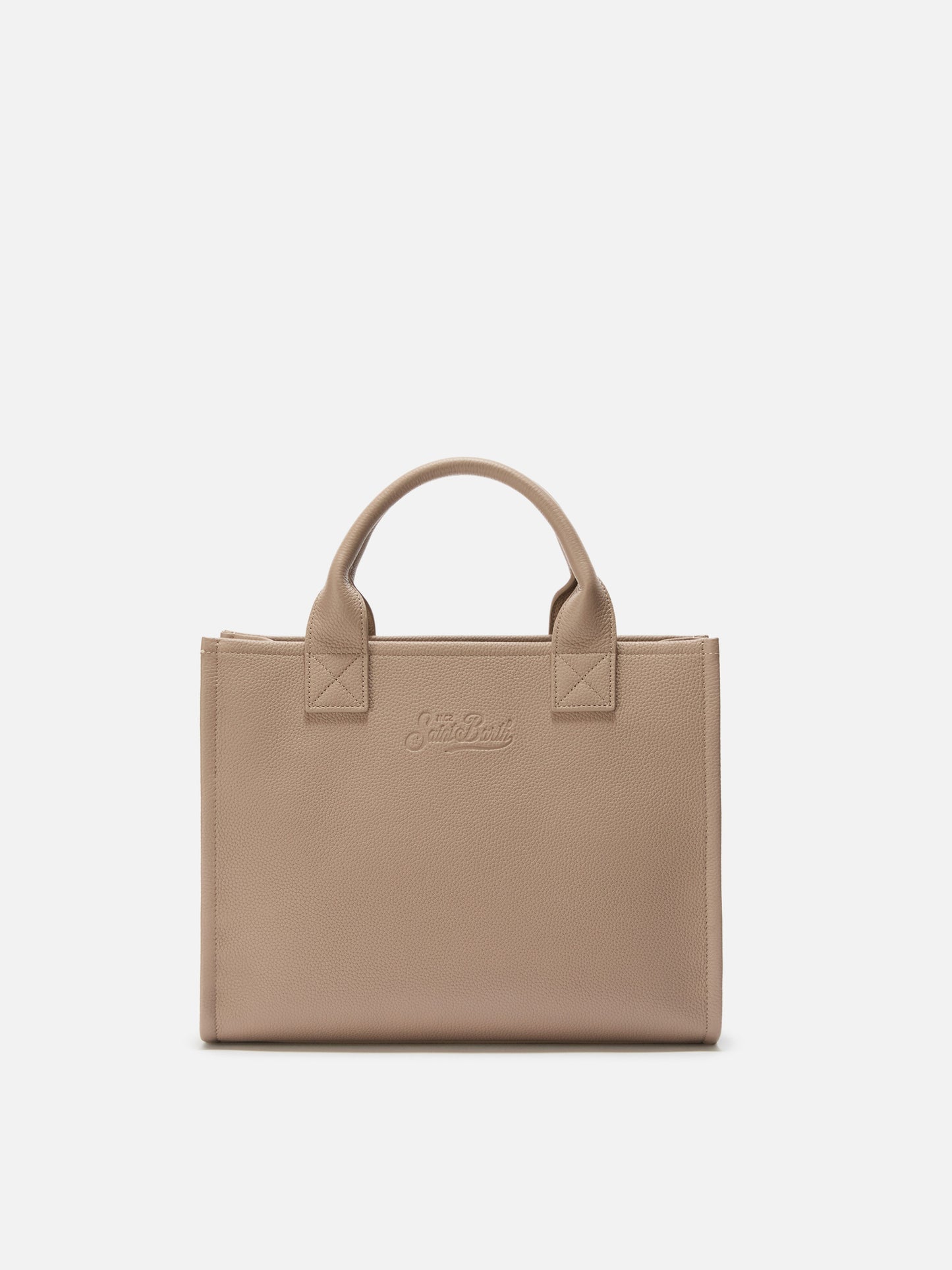 Borsa a spalla Vanity Bag Large in pelle martellata nocciola