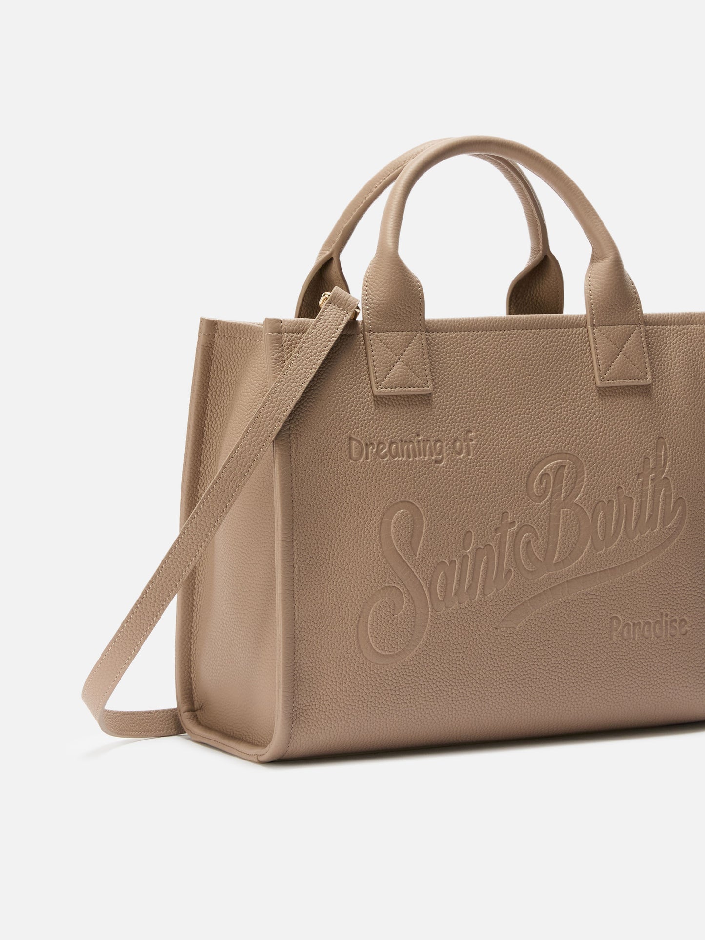 Borsa a spalla Vanity Bag Large in pelle martellata nocciola