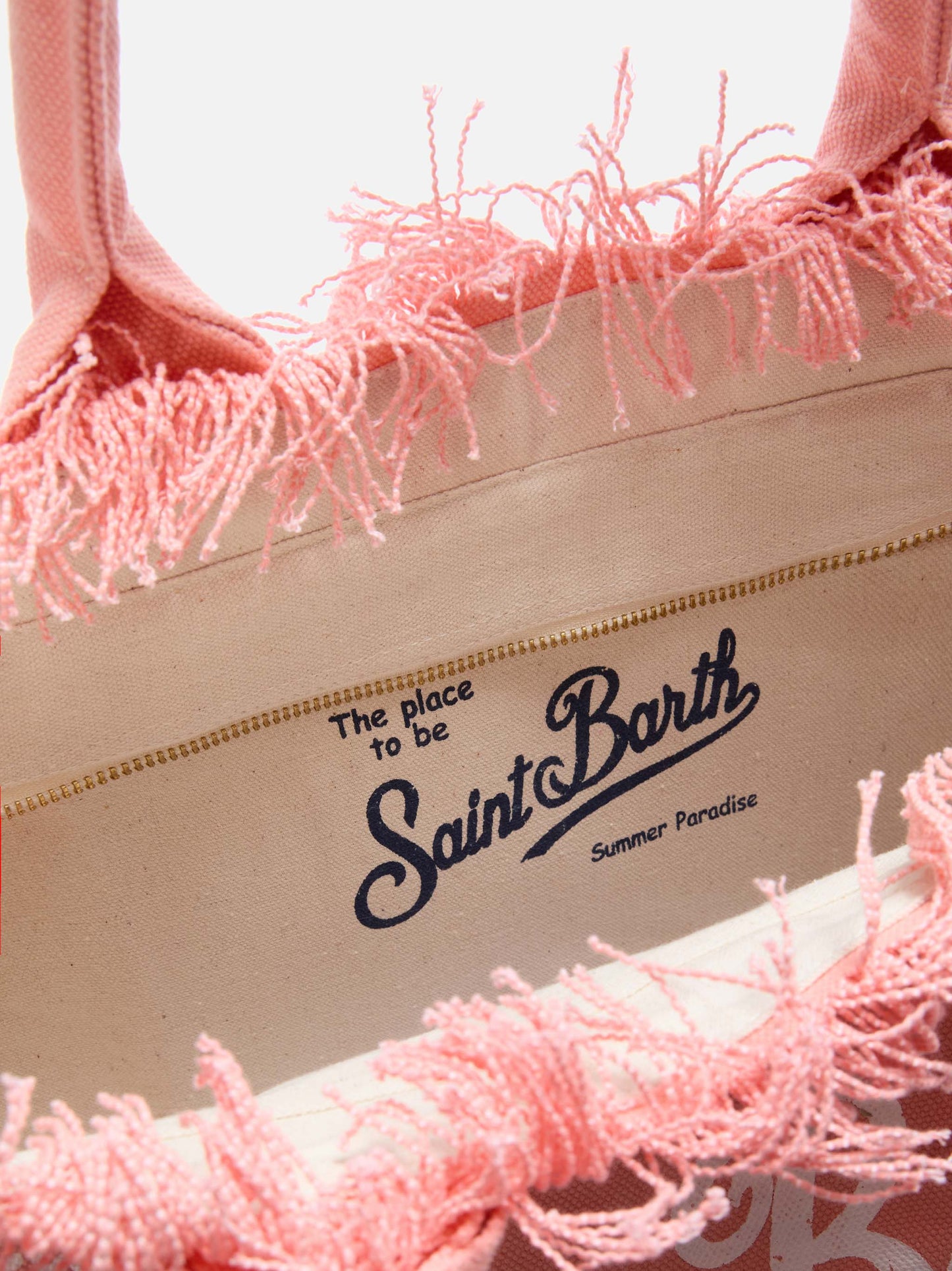 Orange canvas Vanity regular bag with fringes