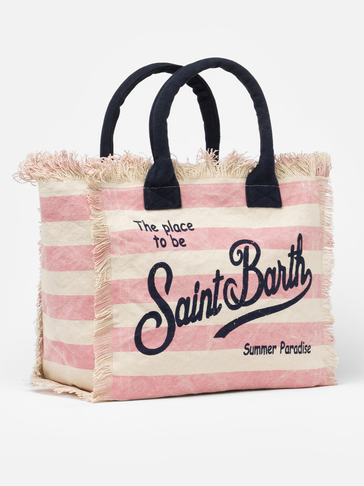 Pink striped cotton canvas Vanity tote bag