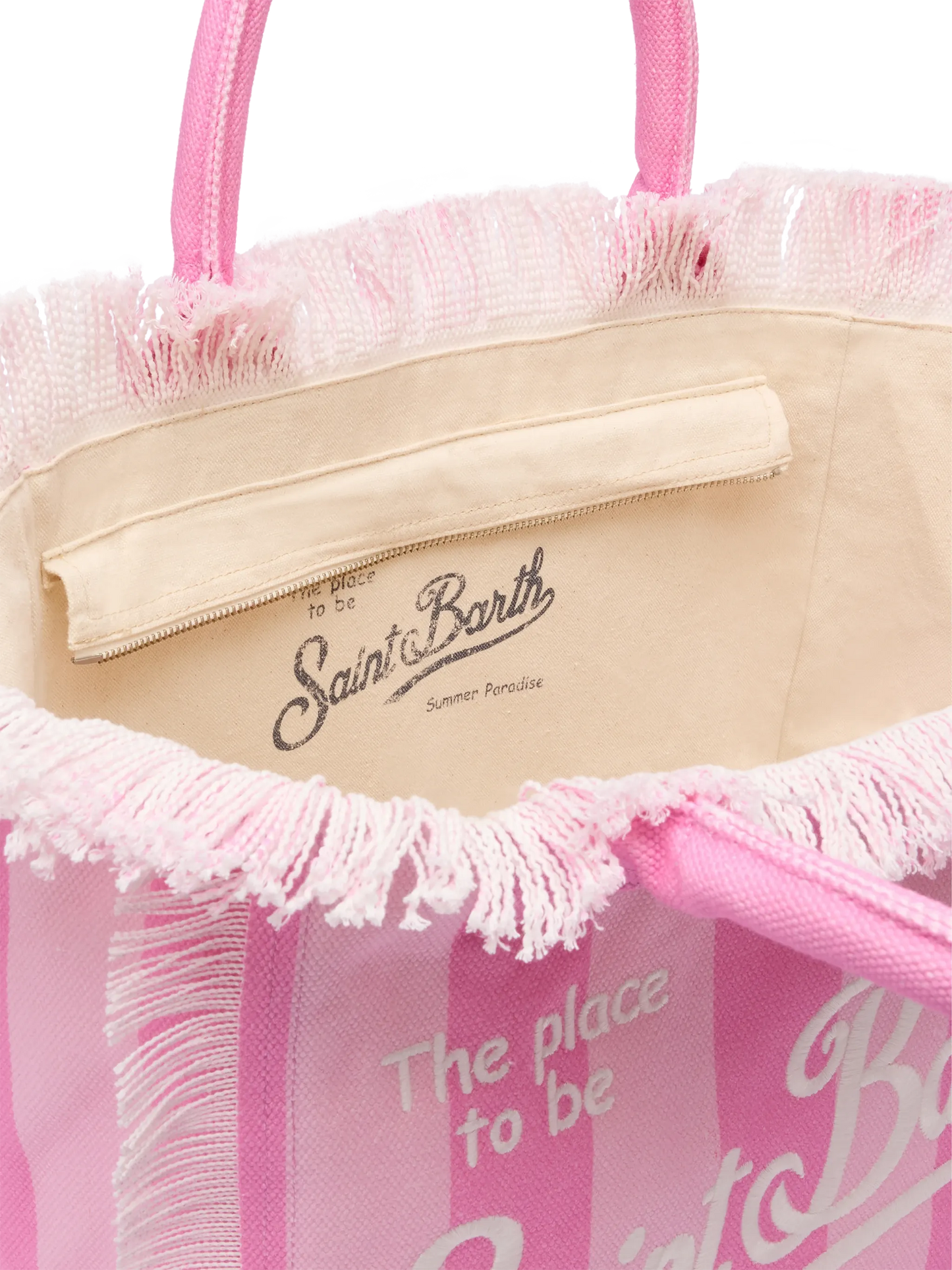 Cotton canvas Vanity tote bag with pink striped print - MC2 Saint Barth