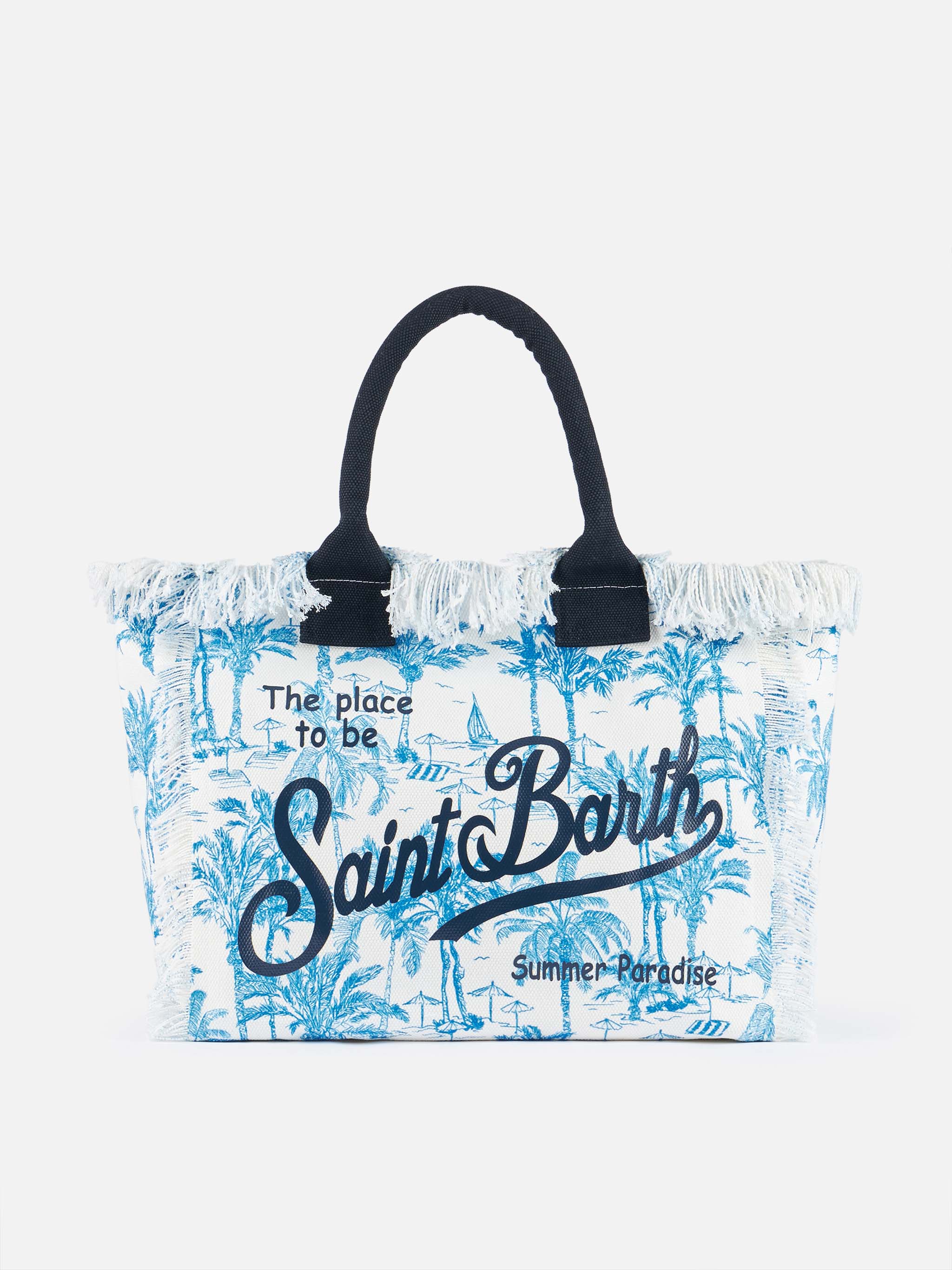 ハンドバッグ MC2 SAINT BARTH Vanity cotton handbag Bluette cotton canvas Vanity tote bag with toile de jouy