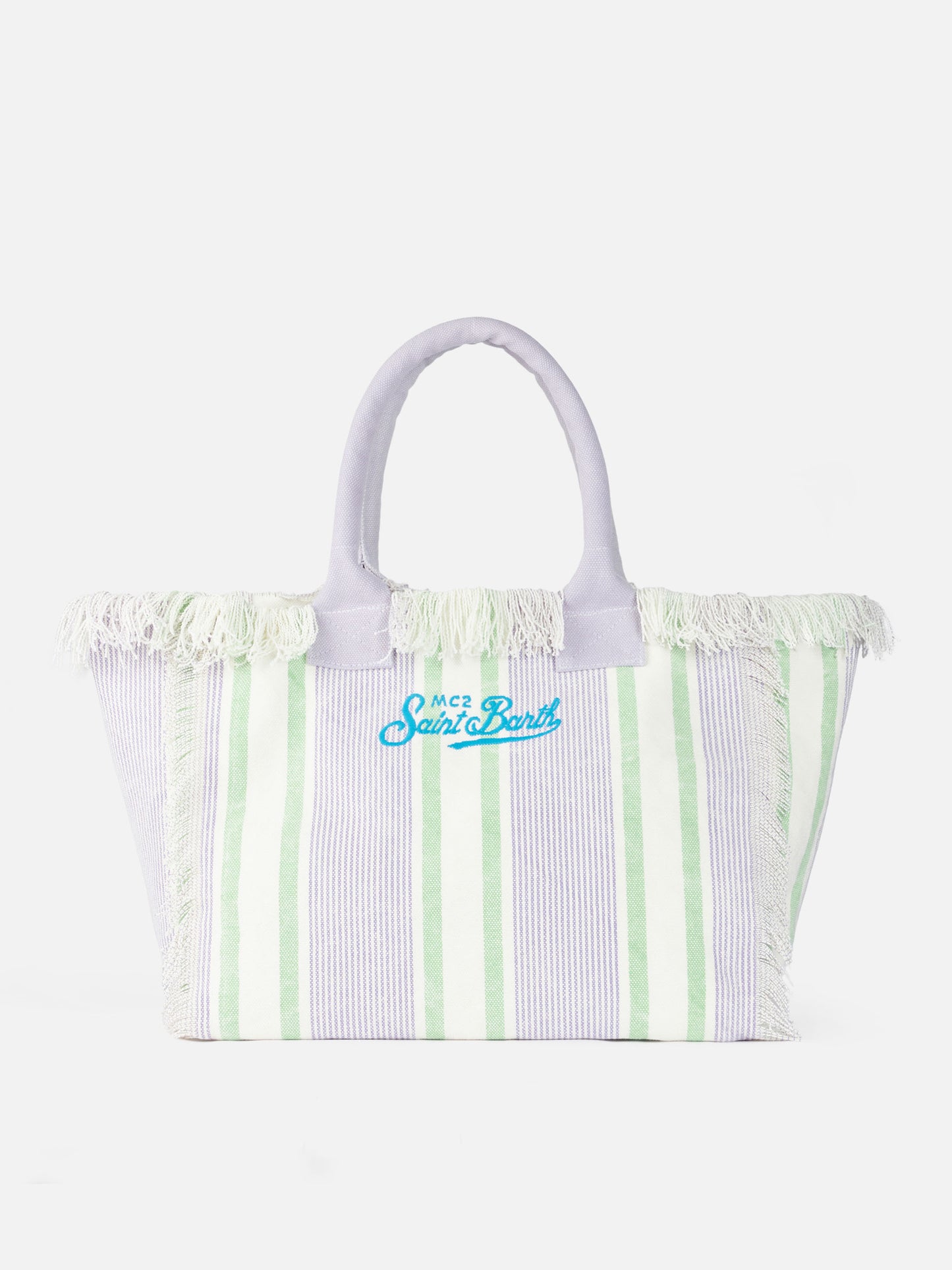 Gestreifte Vanity-Einkaufstasche aus Baumwoll-Canvas von Porto Cervo Beach Club