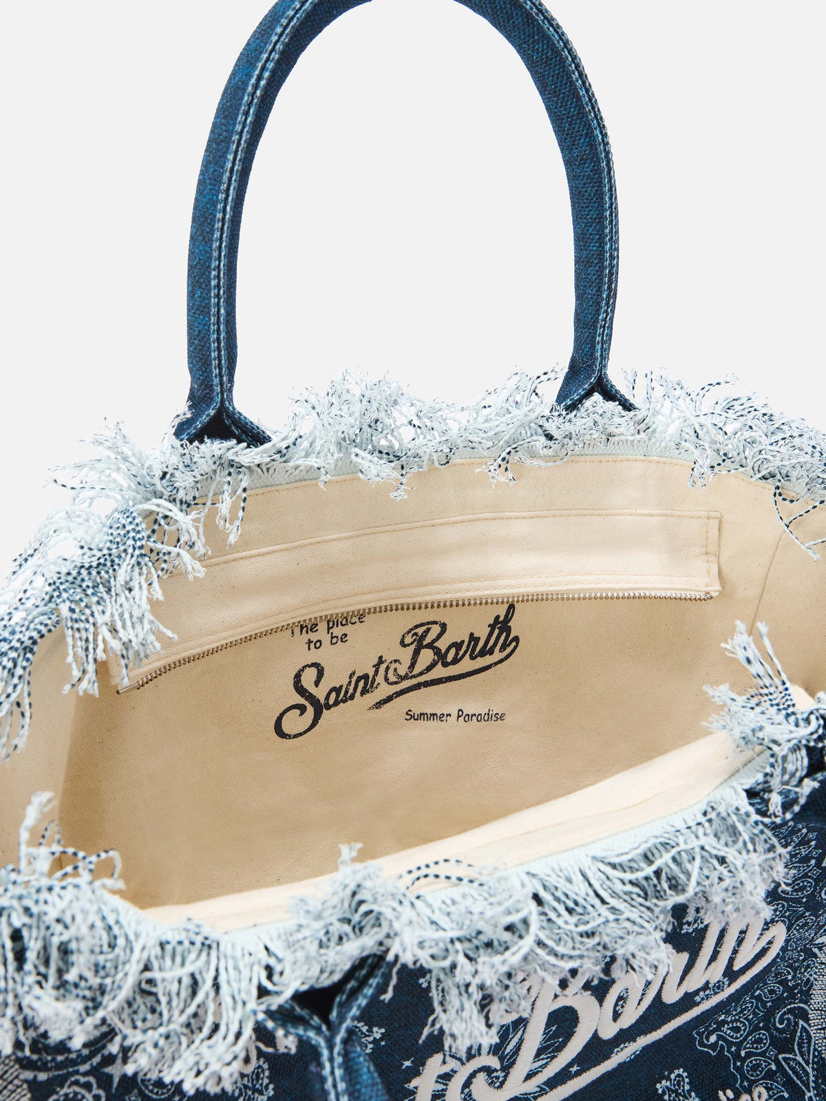 Borsa Vanity regular in canvas azzurro con stampa bandana