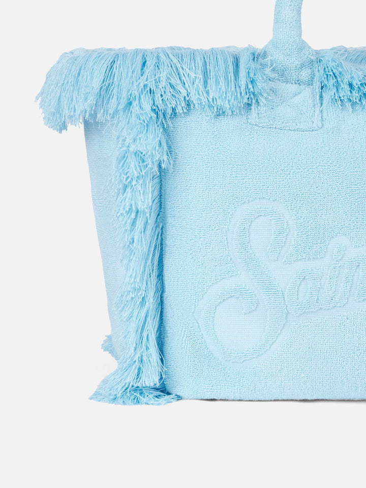 Vanity Terry light blue tote bag with embossed logo - MC2 Saint Barth