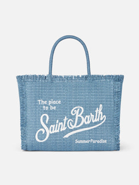 Denim blue straw effect Vanity tote bag - MC2 Saint Barth
