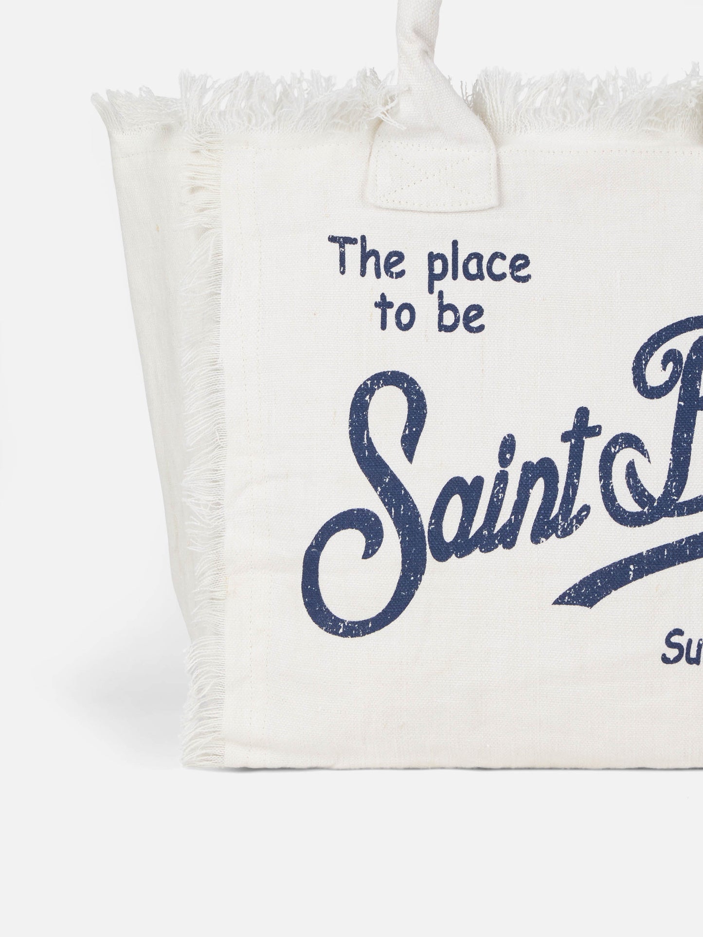 Vanity Schultertasche aus cremeweißem Leinen