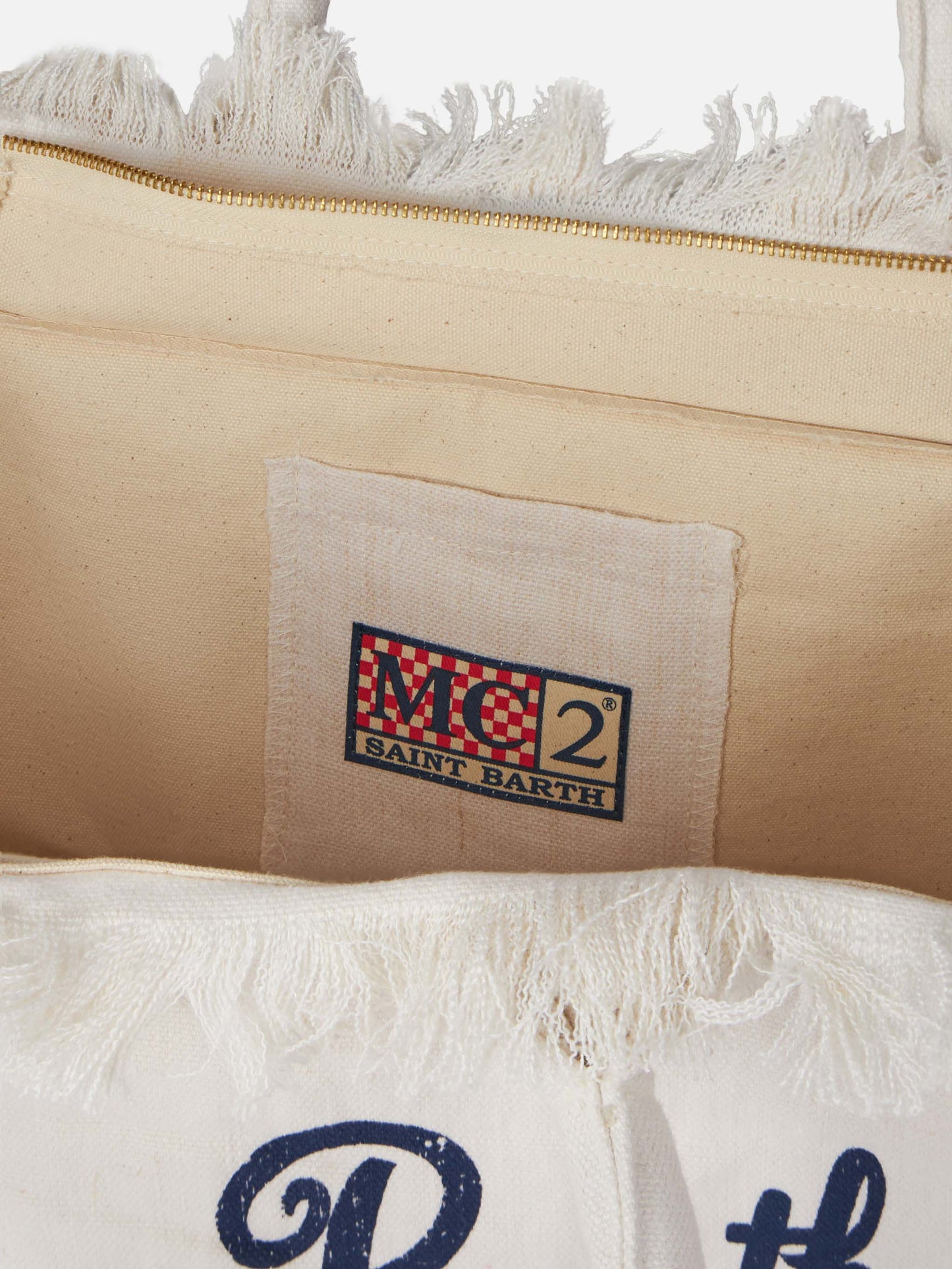 Vanity Schultertasche aus cremeweißem Leinen