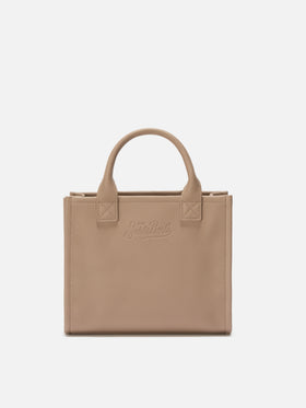 Borsa a spalla Vanity Bag Midi in pelle martellata nocciola