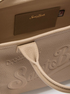 Borsa a spalla Vanity Bag Midi in pelle martellata nocciola