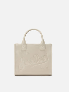 Vanity Bag Midi Shoulder Bag in white hammered leather