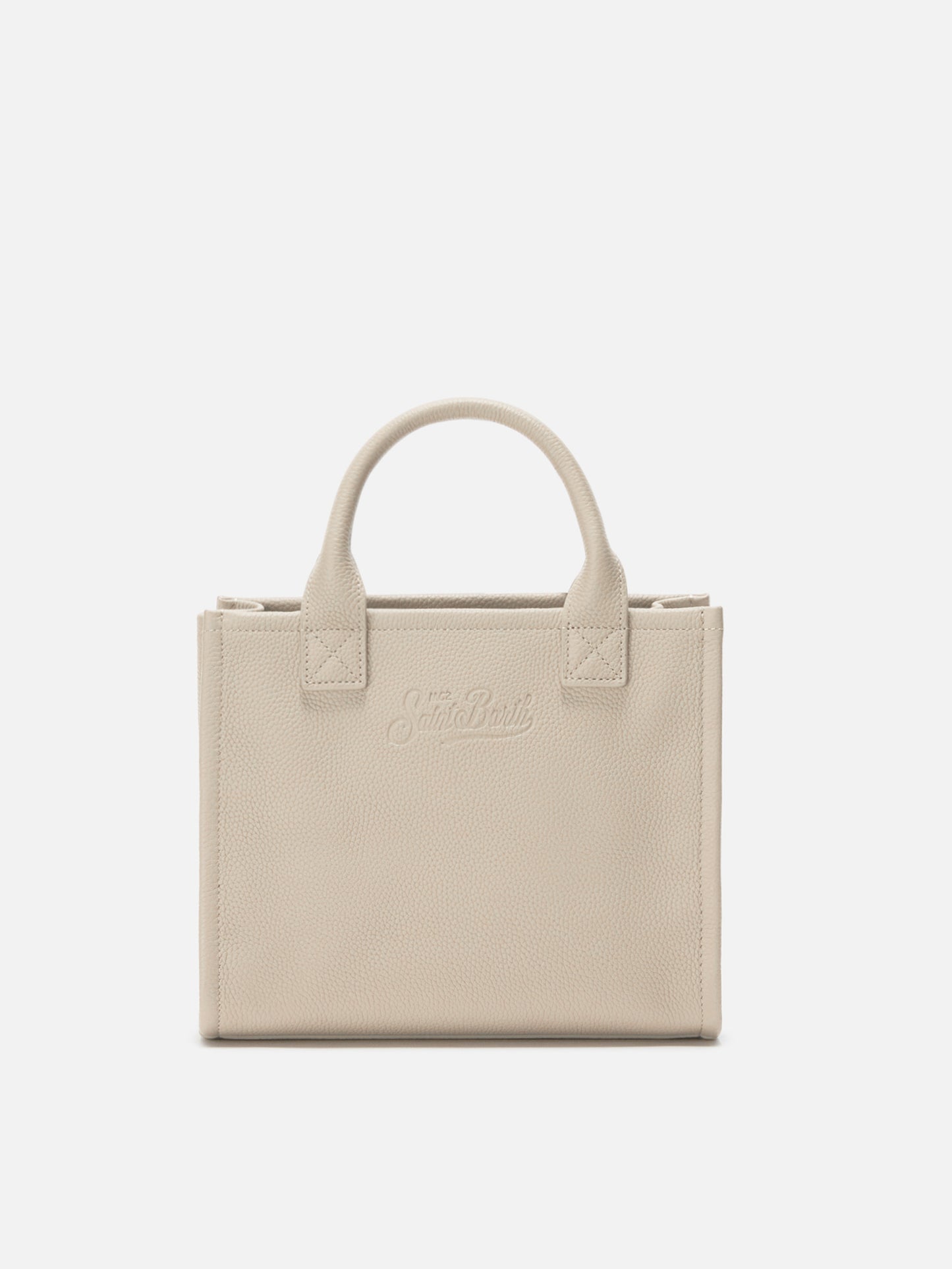 Vanity Bag Midi Shoulder Bag in white hammered leather