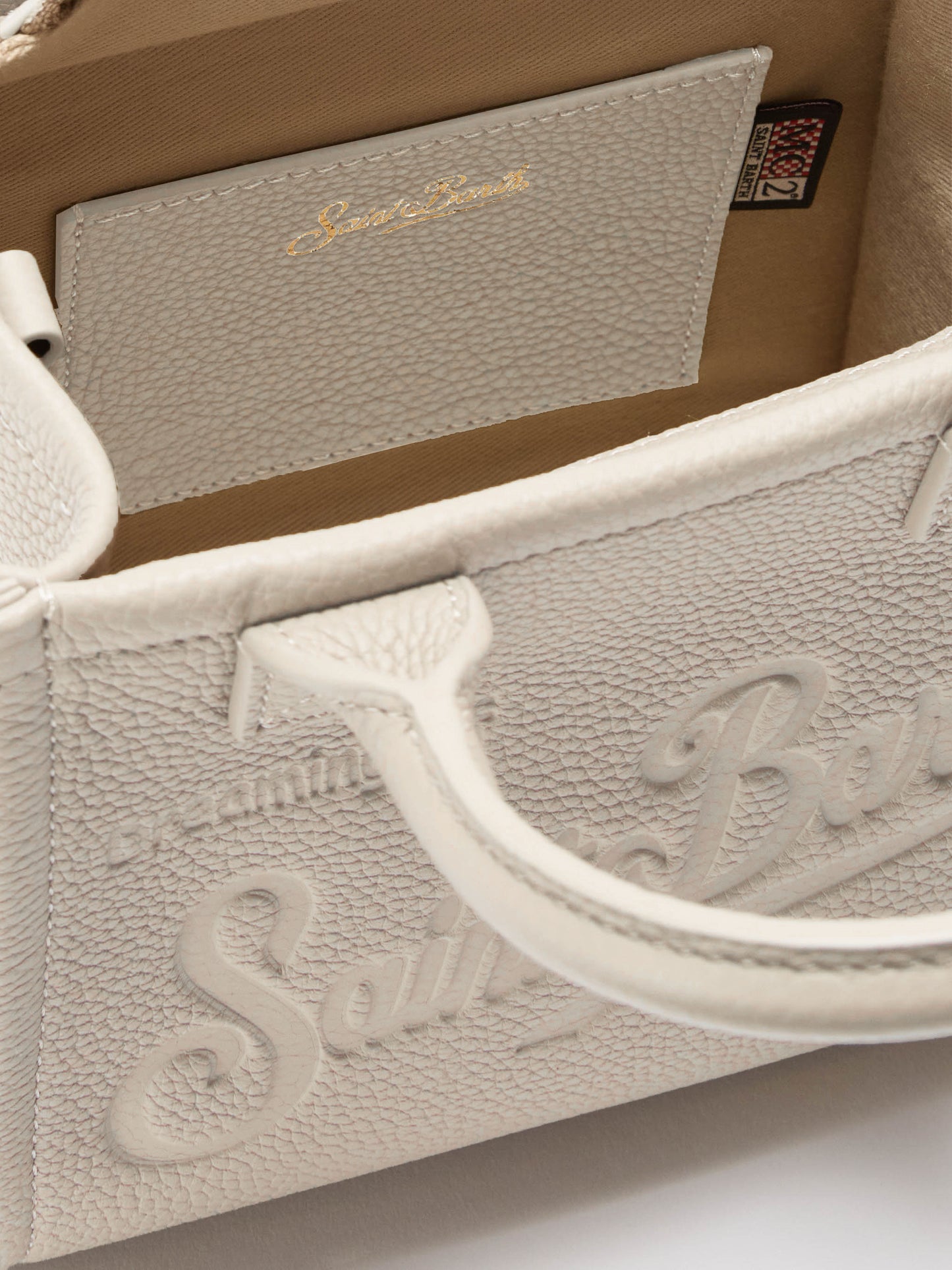 Vanity Bag Midi Shoulder Bag in white hammered leather