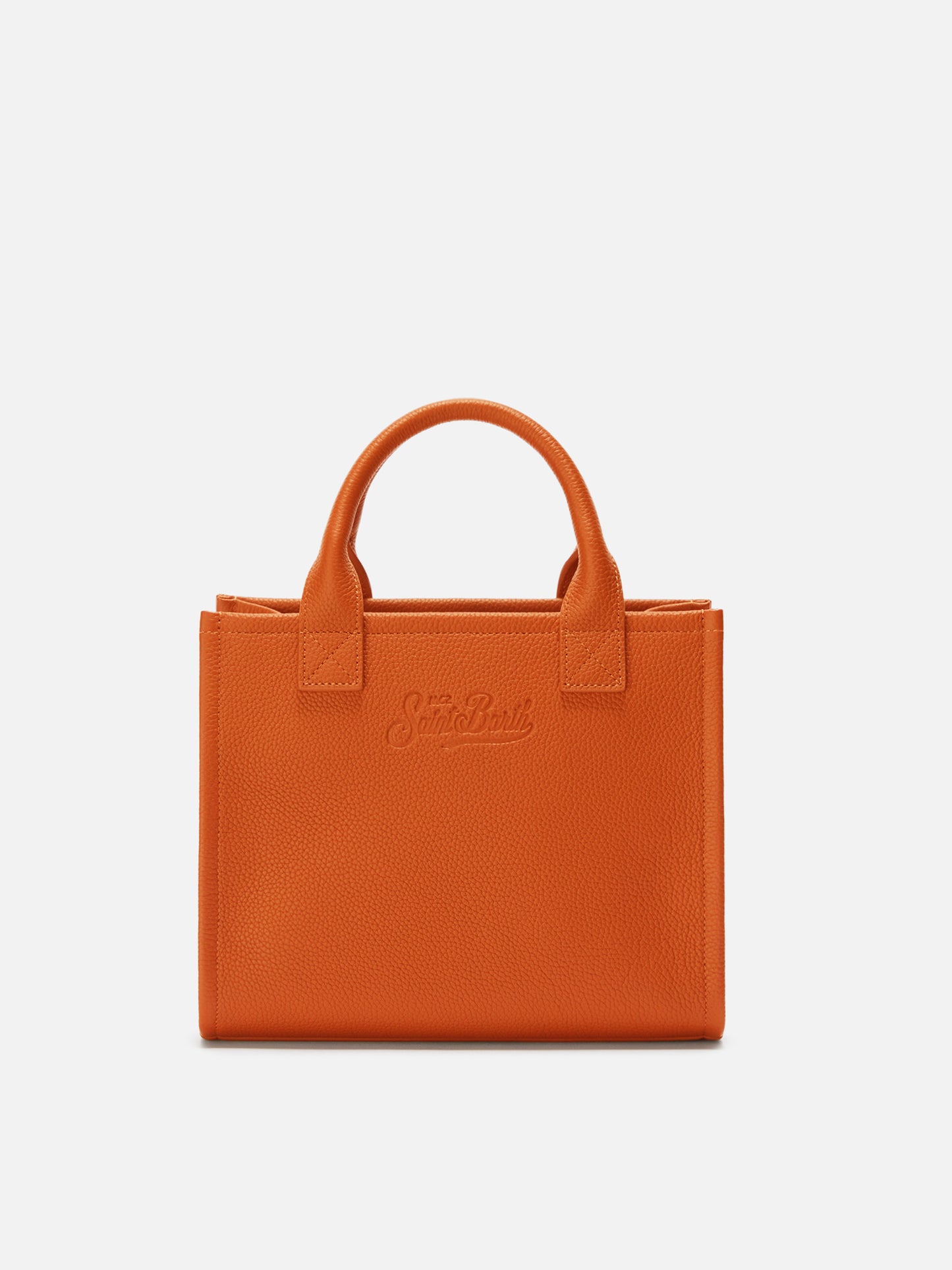 Vanity Bag Midi Shoulder Bag in orange hammered leather