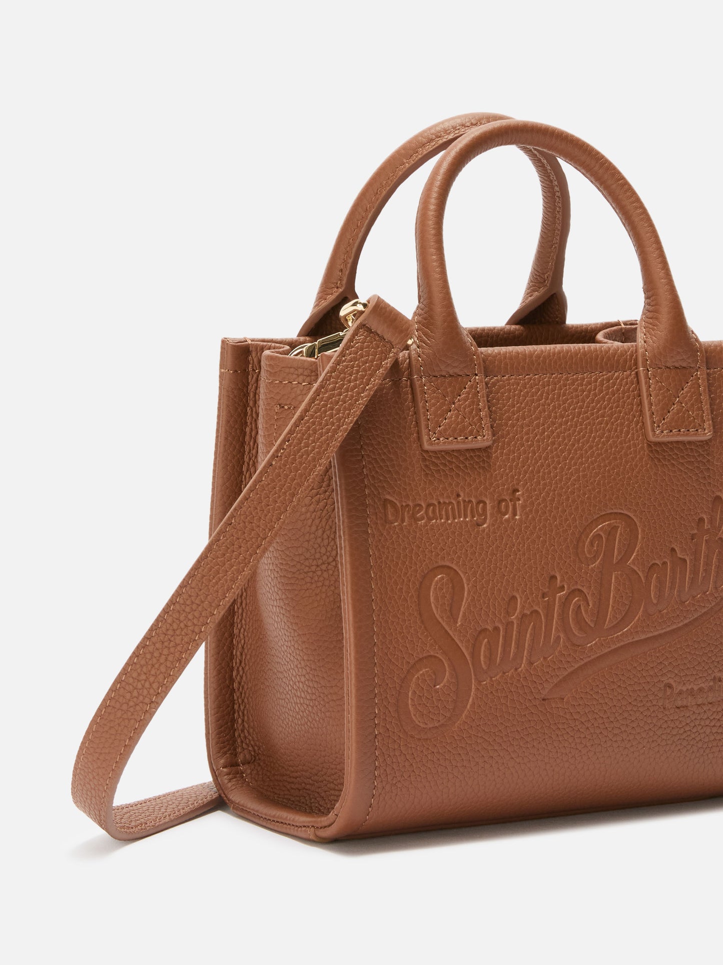 Borsa a spalla Vanity Bag Mini in pelle martellata cammello