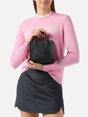 Vanity Bag Mini Shoulder Bag in black hammered leather