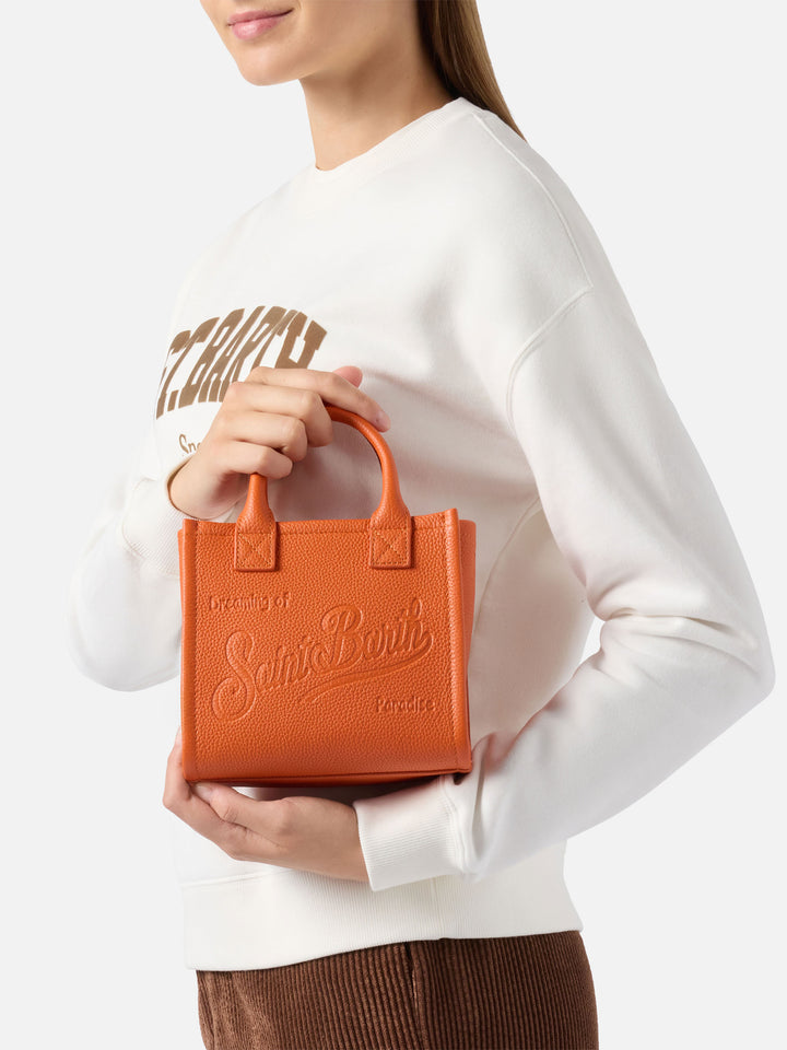 Borsa a spalla Vanity Bag Mini in pelle martellata arancio