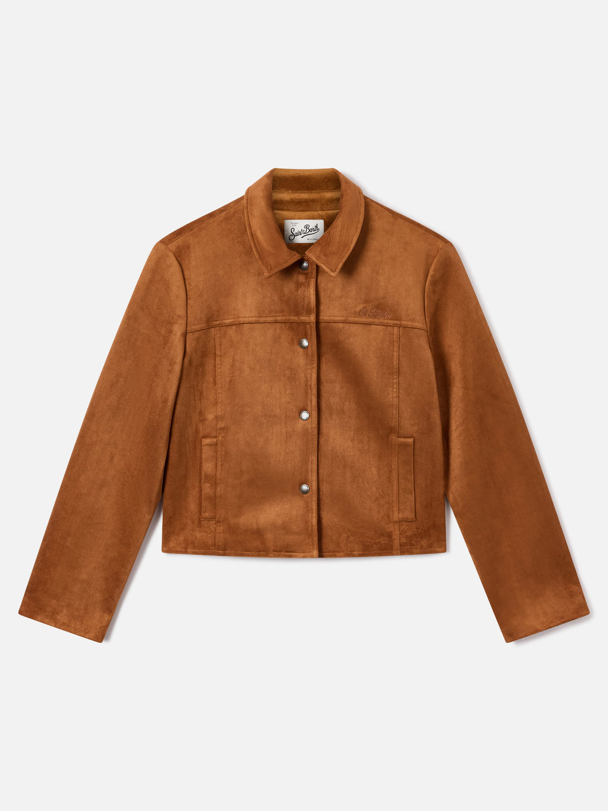 Chaqueta Camel Veyra de ante con bordado del logo