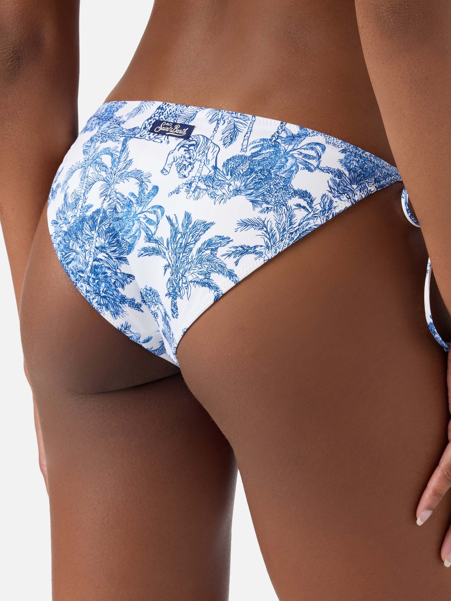 Leah Virgo toile de jouy blue bikini