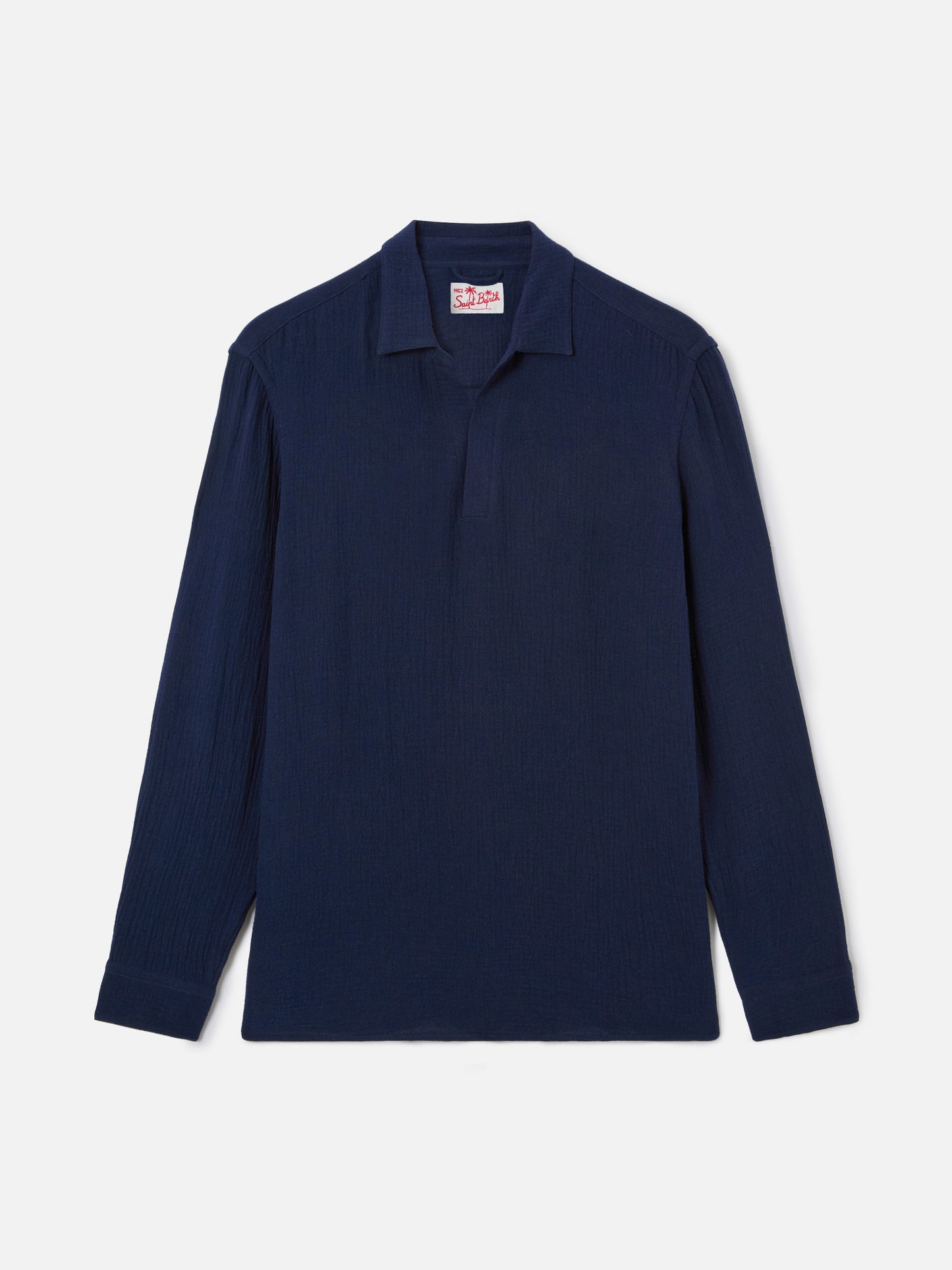 Polo Ventotene de algodón waffle en azul marino