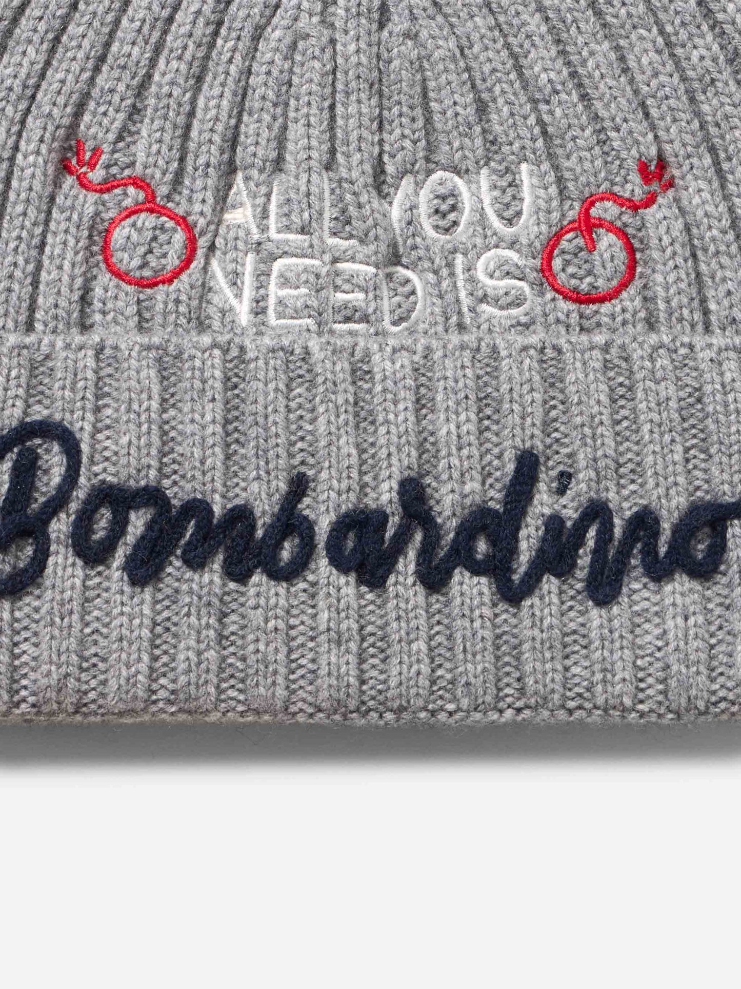 Man mélange grey hat Wengen with All you need Bombardino embroidery | INSULTI LUMINOSI SPECIAL EDITION - MC2 Saint Barth