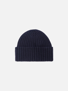 Wengen beanie in cashmere blend in blue with St. Barth embroidery