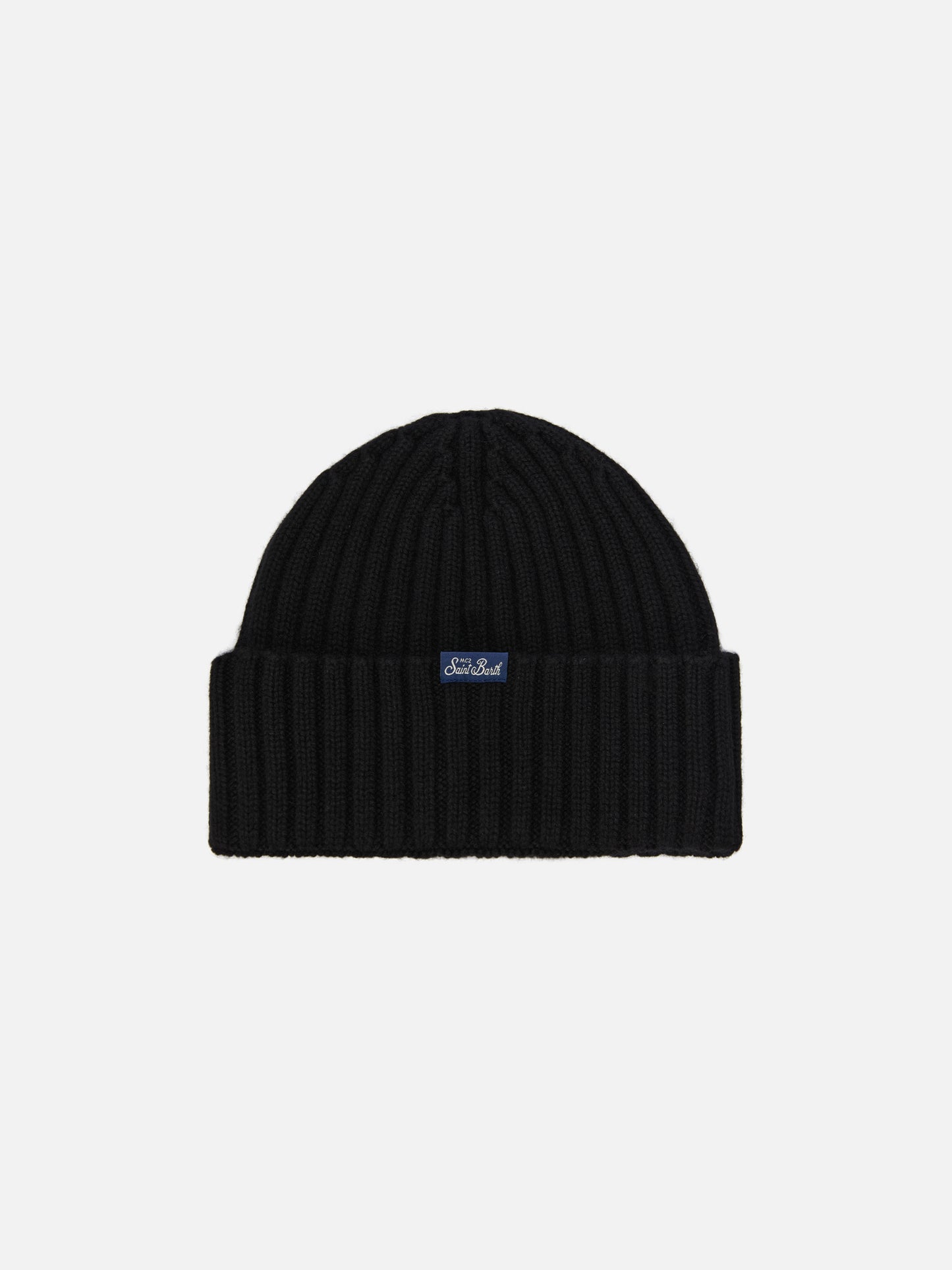 Berretto Wengen in misto cashmere nero con ricamo Apres Ski
