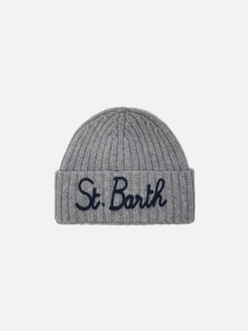 Wengen beanie in cashmere blend in grey with St. Barth embroidery