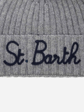 Wengen beanie in cashmere blend in grey with St. Barth embroidery