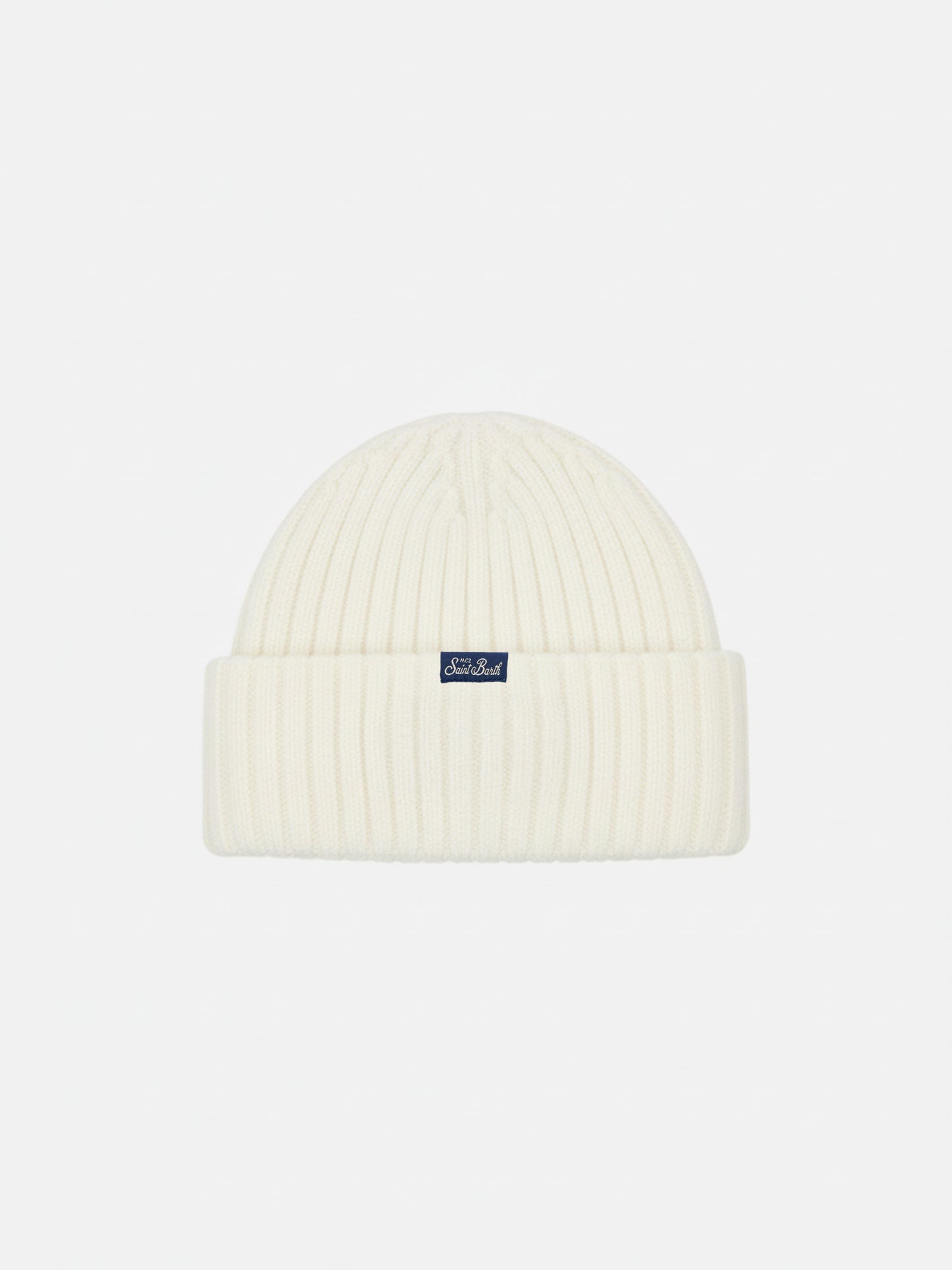 Beanie Wengen in misto cashmere bianco con ricamo Super G | SUPER G SPECIAL EDITION