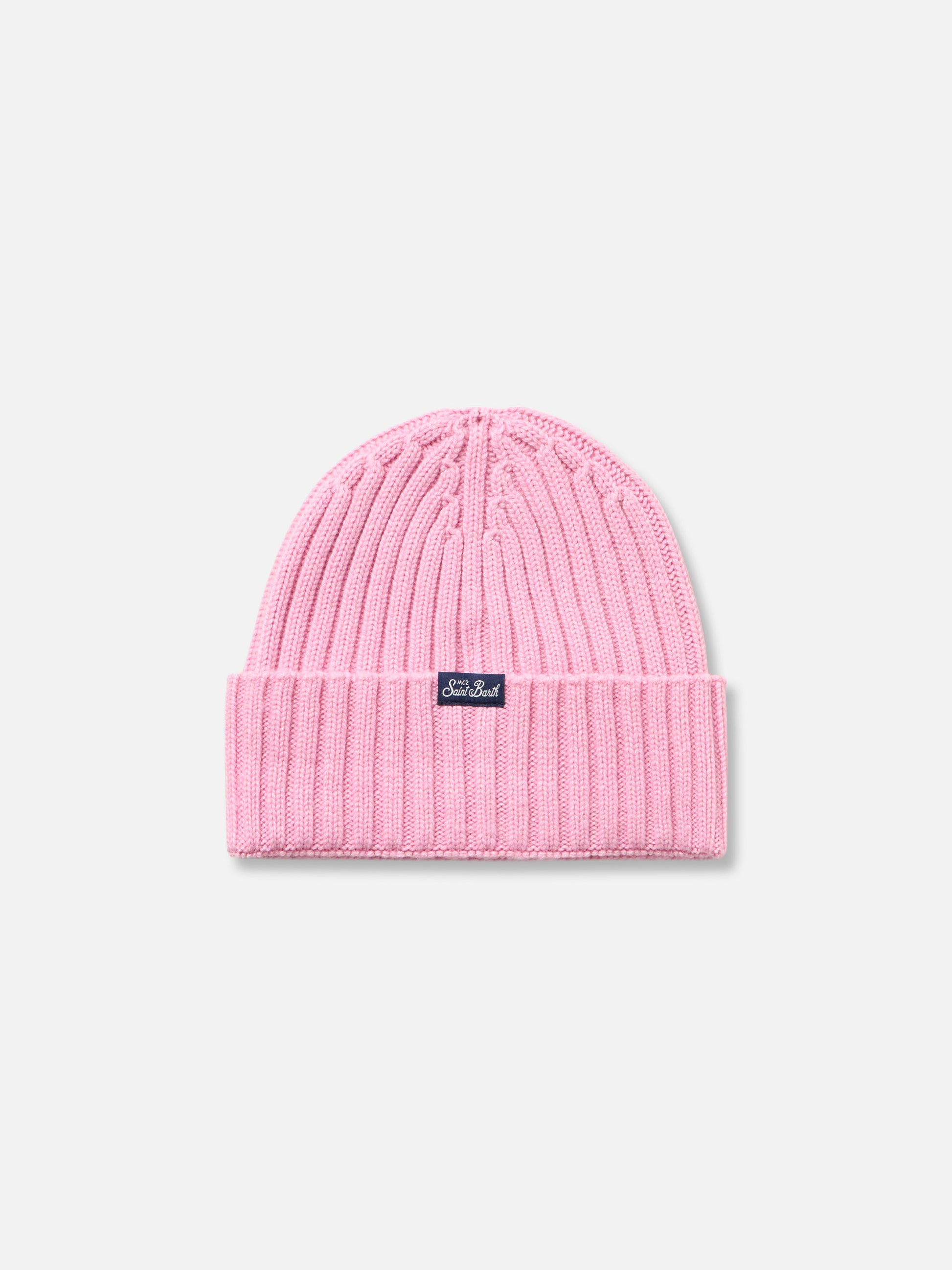 Woman pink ribbed hat Wengen with Queen embroidery - MC2 Saint Barth