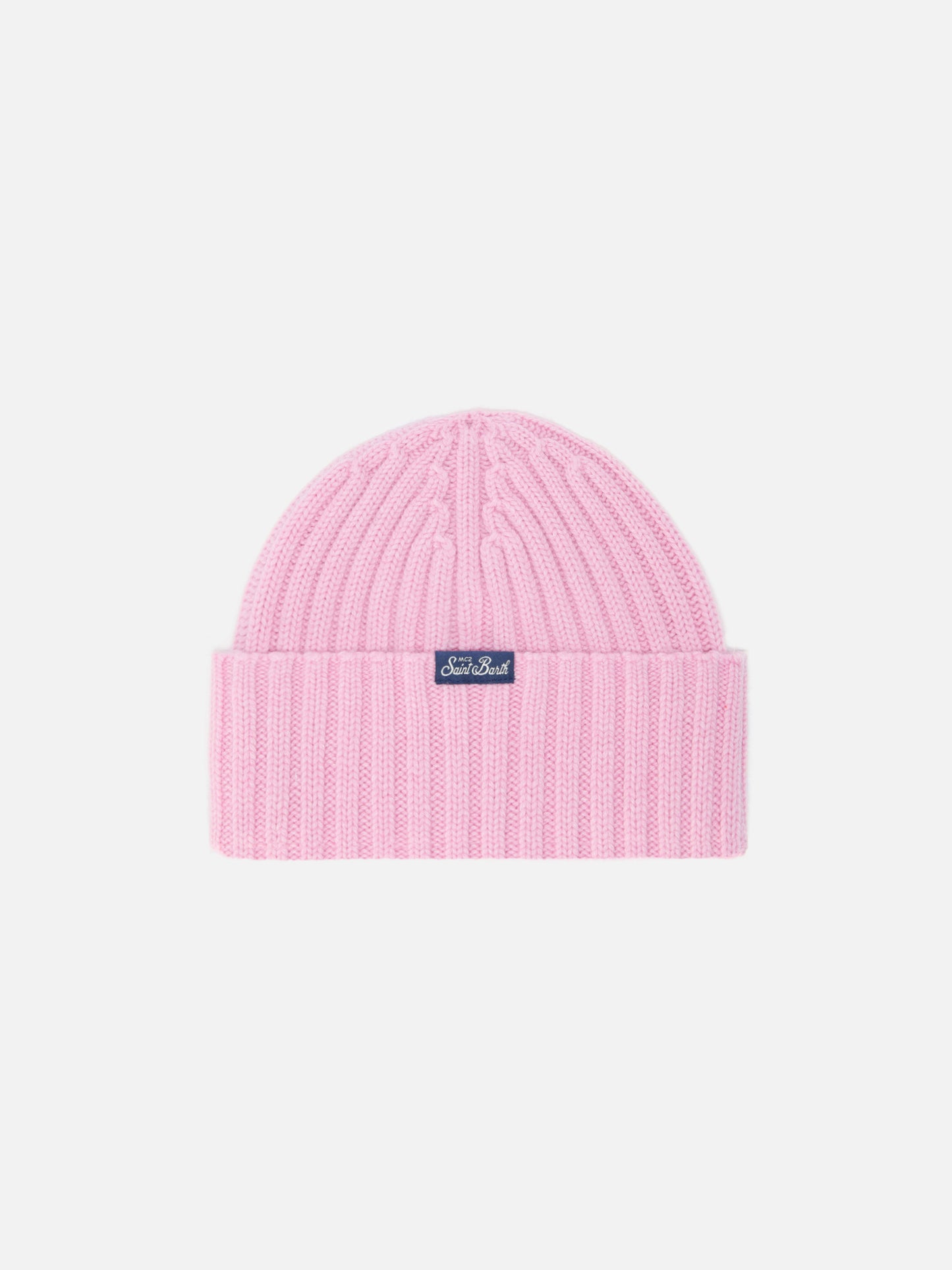 Wengen beanie in cashmere blend in pink with Viziata embroidery