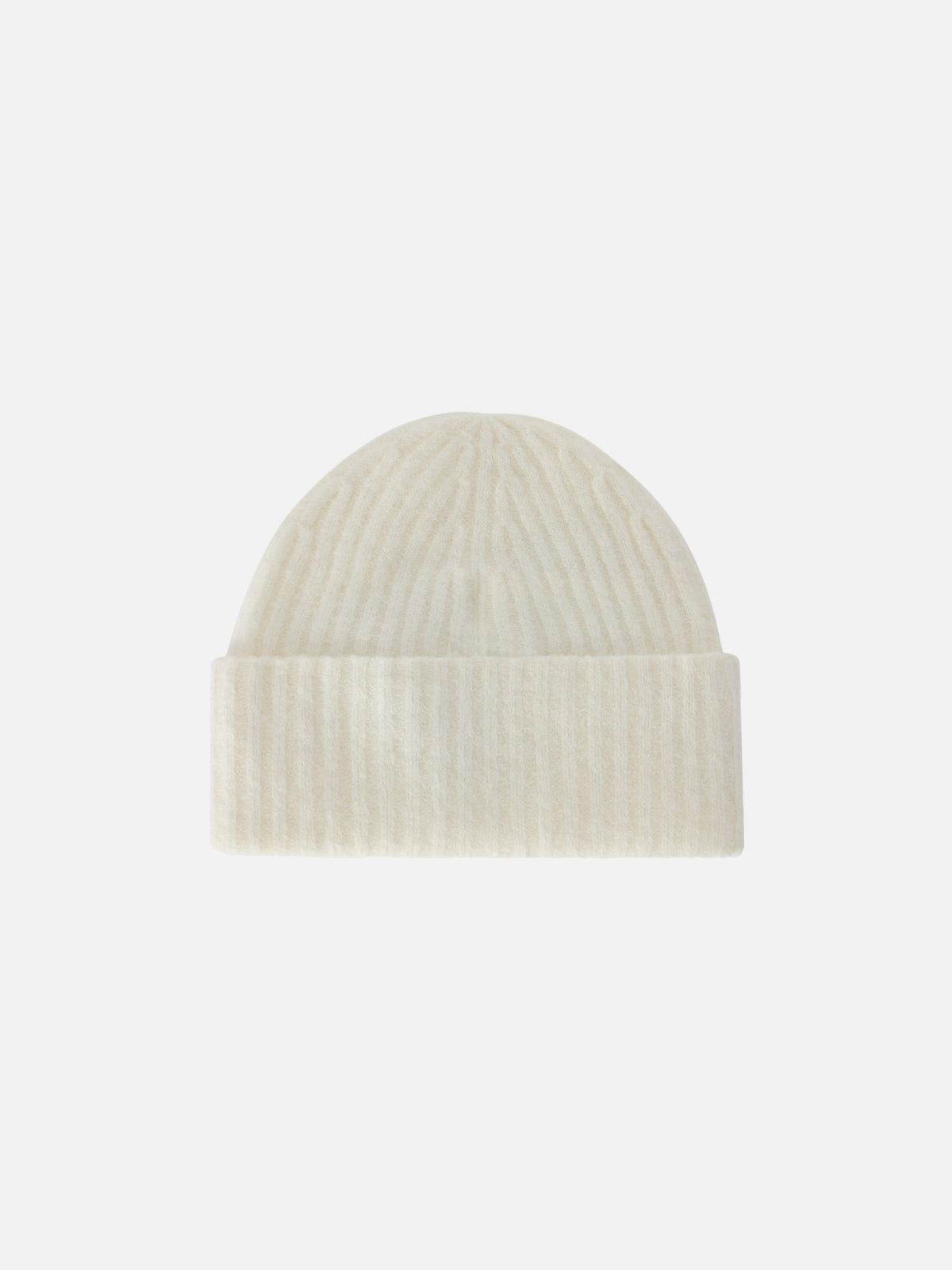 Bonnet Wengen blanc cassé en mélange d’alpaga avec broderie logo