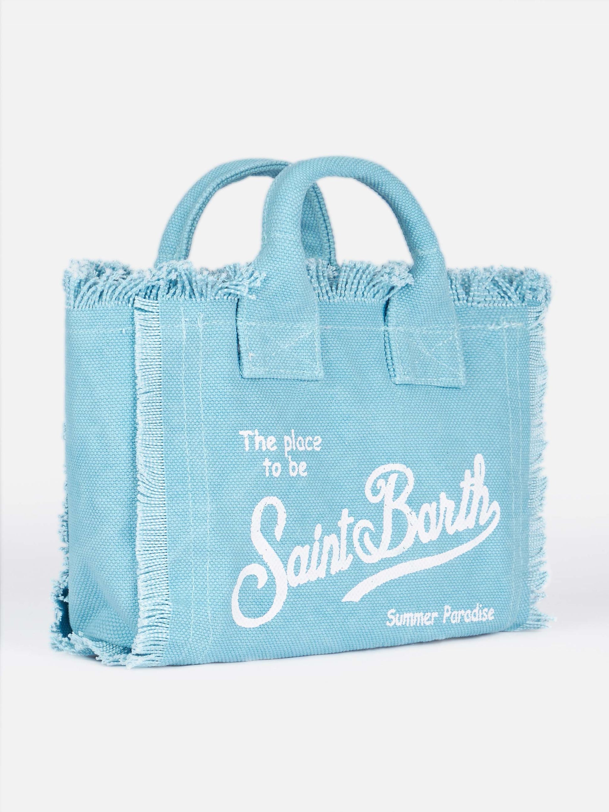 Light blue cotton canvas Mini Vanity bag - MC2 Saint Barth