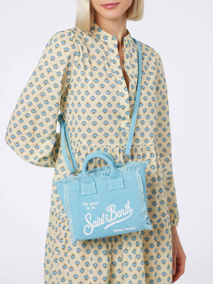 Light blue cotton canvas Mini Vanity bag - MC2 Saint Barth