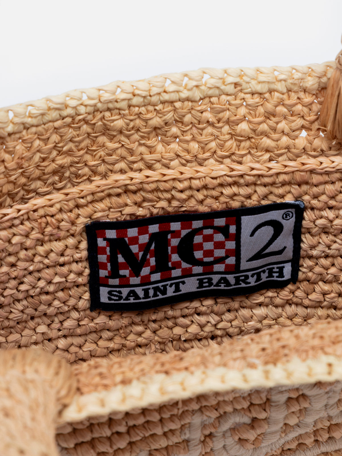 Beige Mini Vanity Raffia bag with Saint Barth embroidery - MC2 Saint Barth