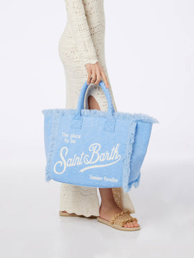 Light blue terry embossed Vanity Sponge tote bag - MC2 Saint Barth