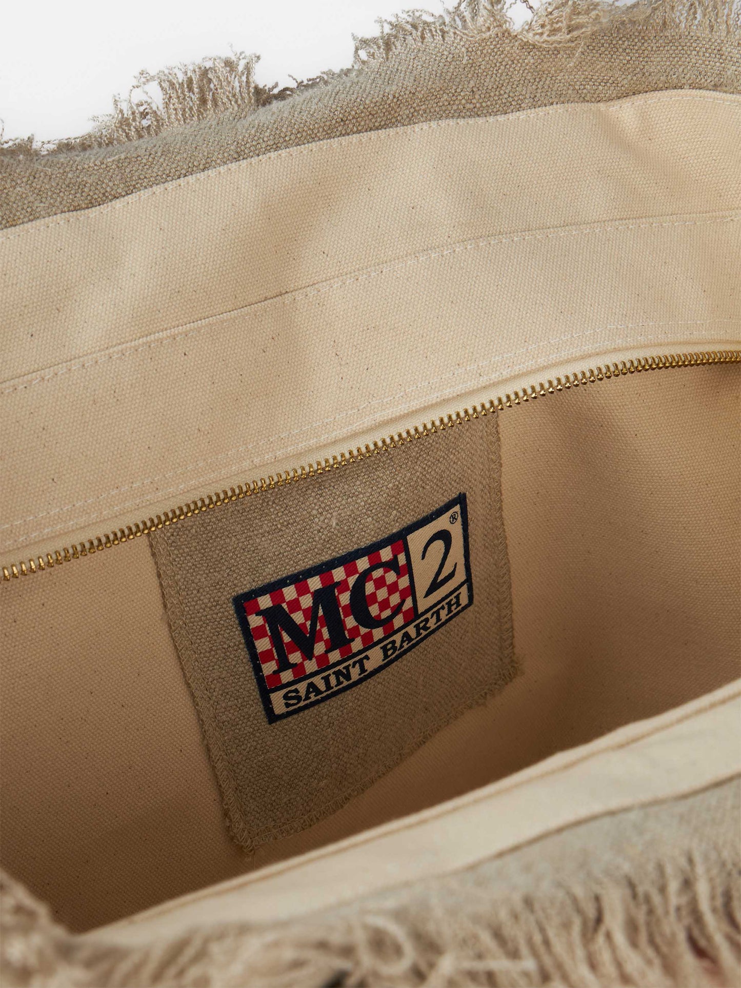 Borsa Vanity regular in lino beige tinta unita