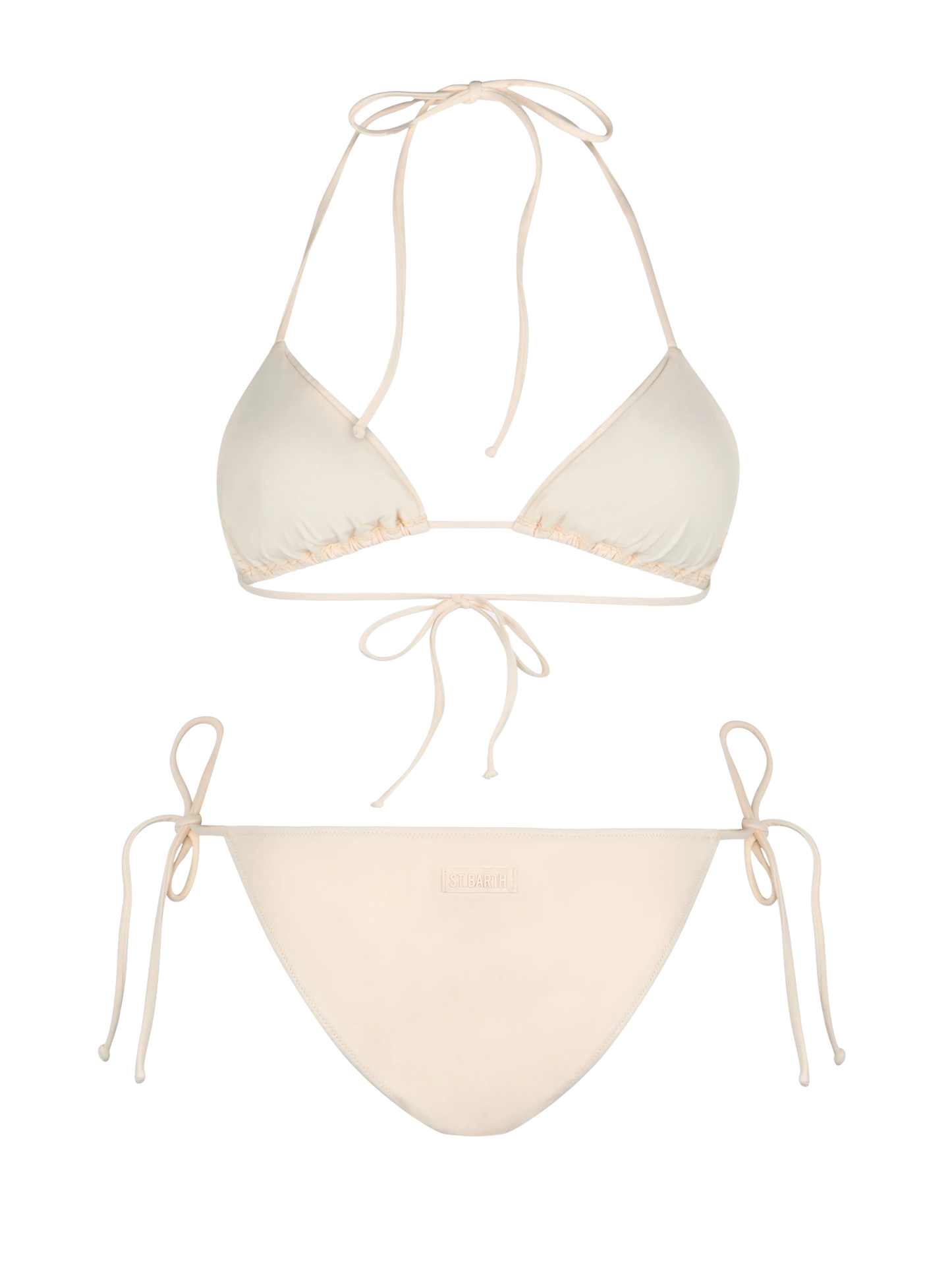 Damen-Triangel-Bikini in Beige mit Strasssteinen