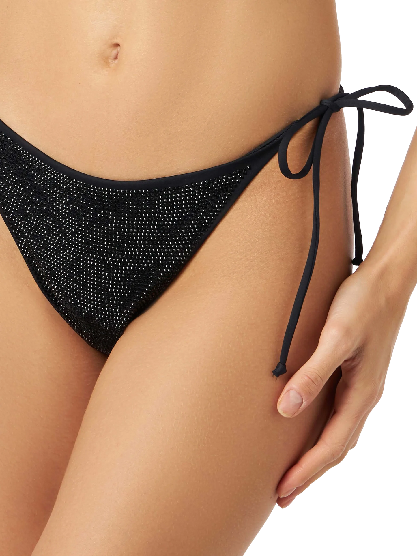 Bikini da donna a fascia nero con strass