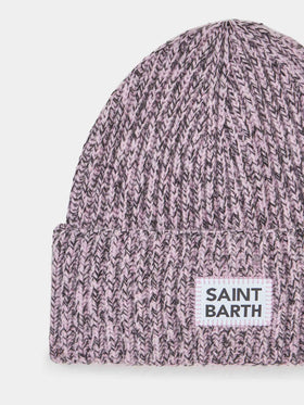 Woman white and pink mouliné beanie with Saint Barth embroidery - MC2 Saint Barth