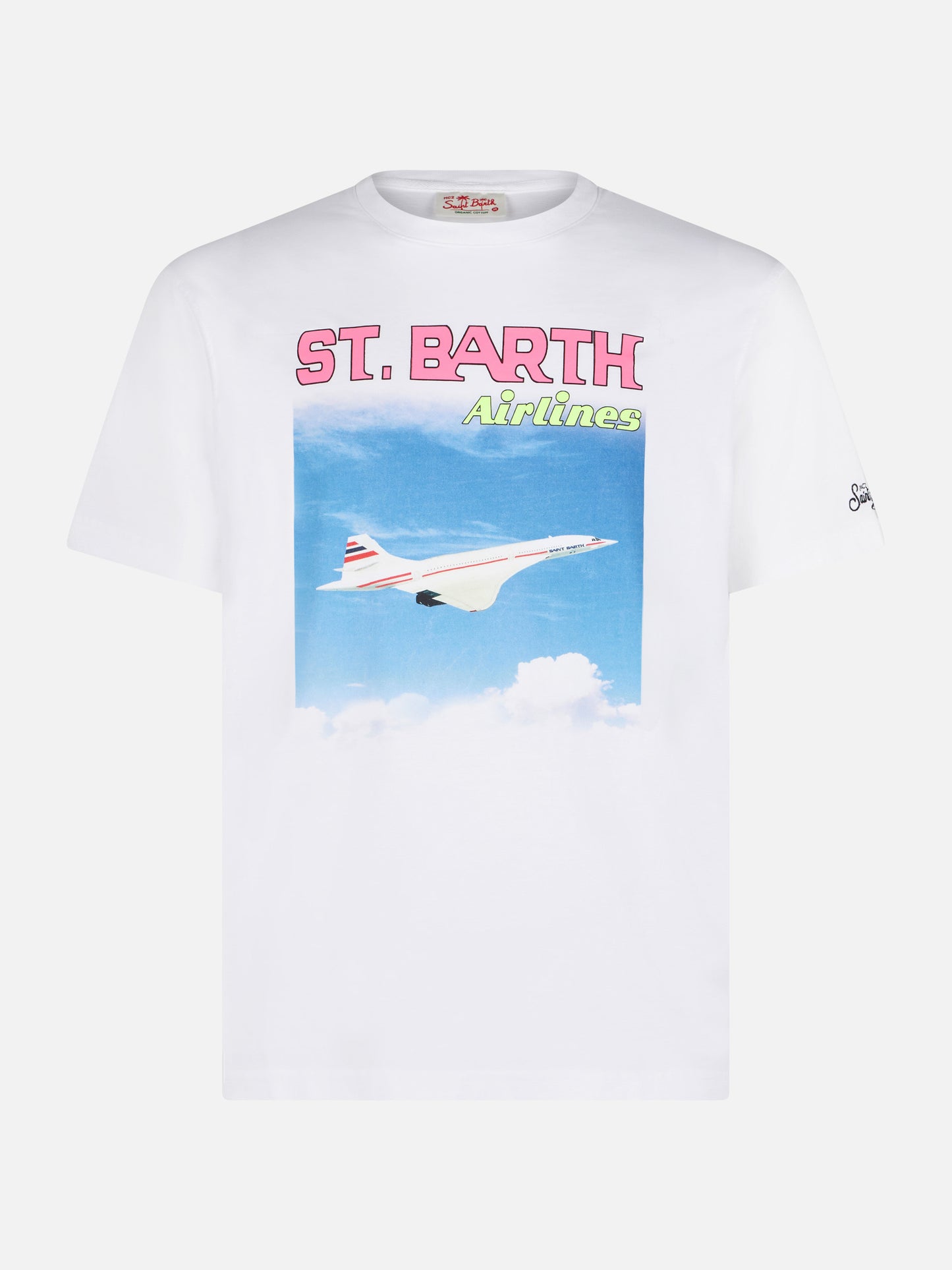 T-shirt da uomo in cotone con stampa St.Barth airlines