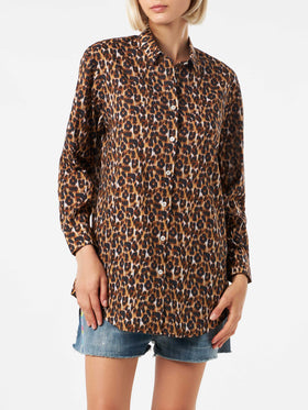 Leopard print cotton shirt with embroidery - MC2 Saint Barth