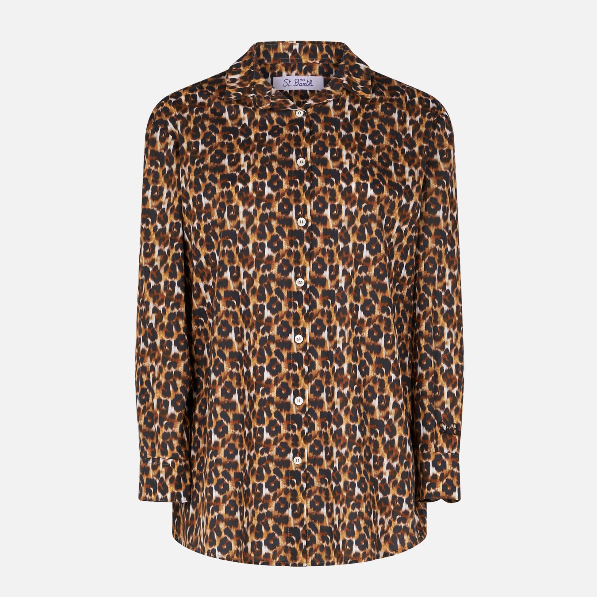 Leopard print cotton shirt with embroidery - MC2 Saint Barth