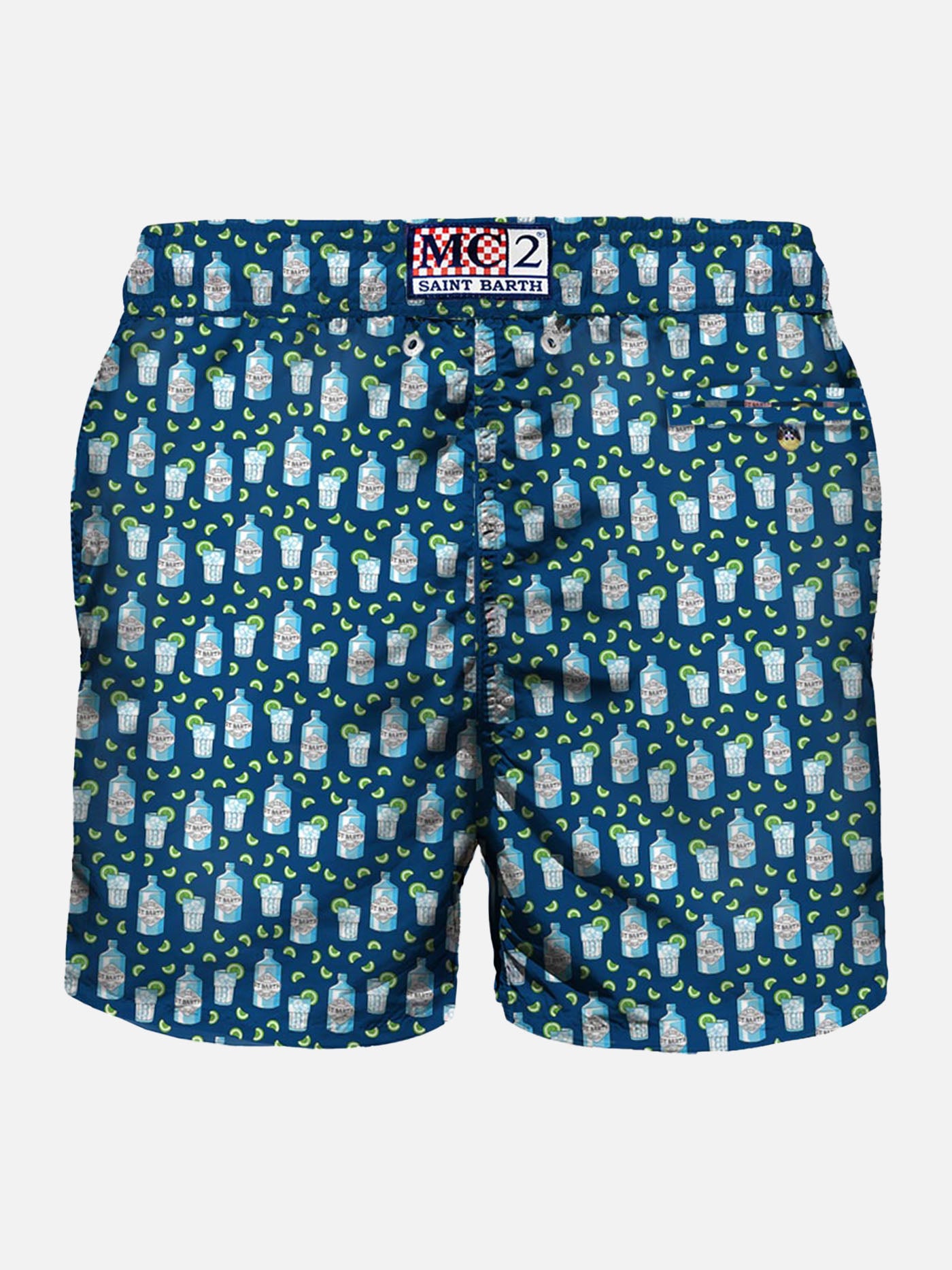 Costume da bagno da uomo in tessuto leggero con stampa gin