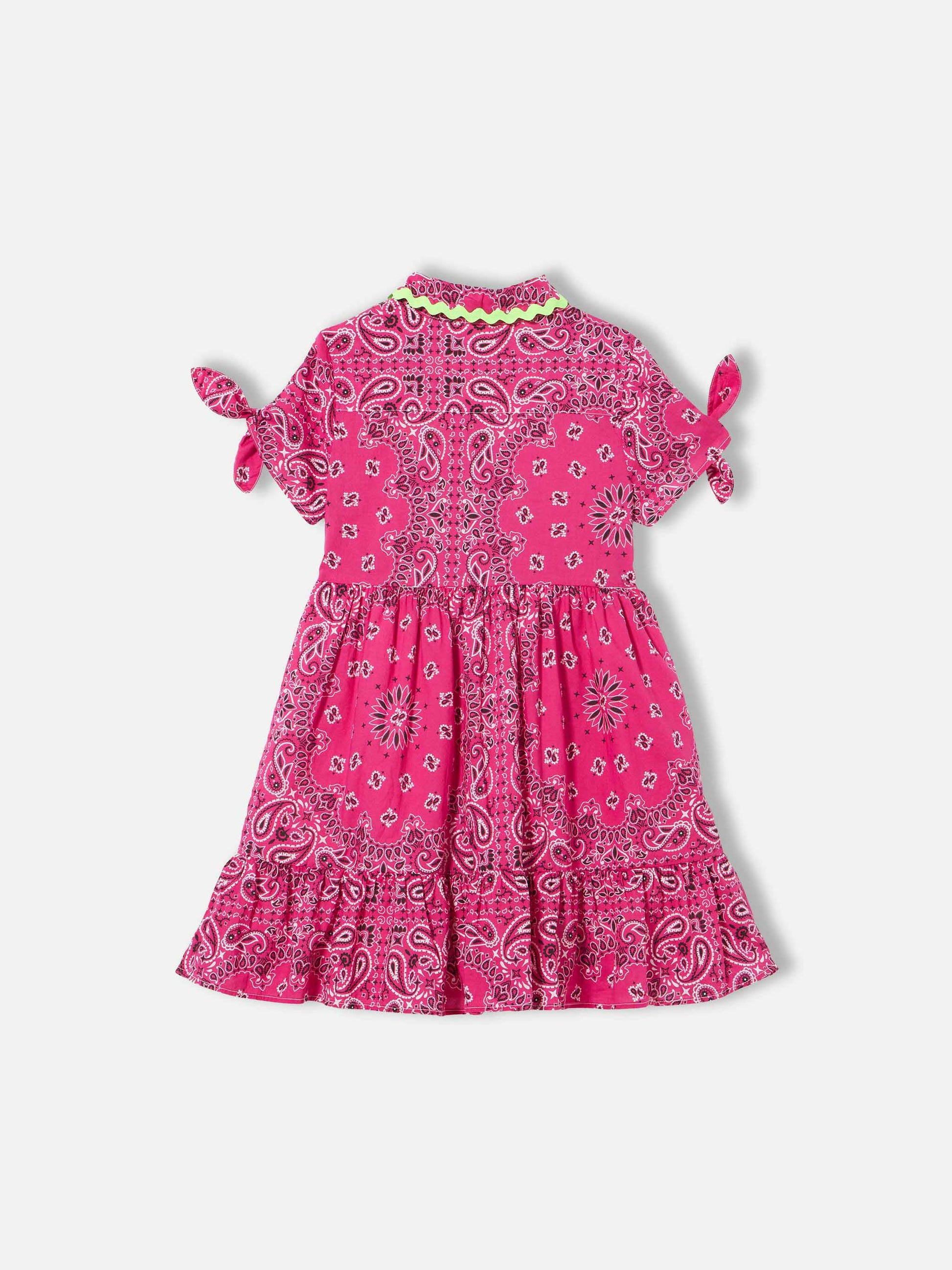 Girl fuchsia dress with bandanna pattern - MC2 Saint Barth